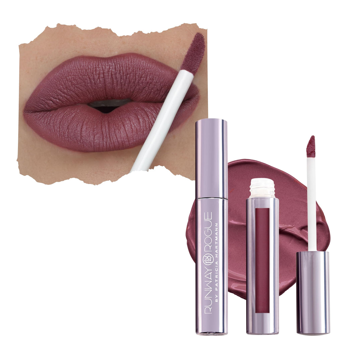 Runway Rogue Velvet Glam Liquid Lipstick - Almost-Matte Rose Plum, On Stage, 0.11 Fl Oz