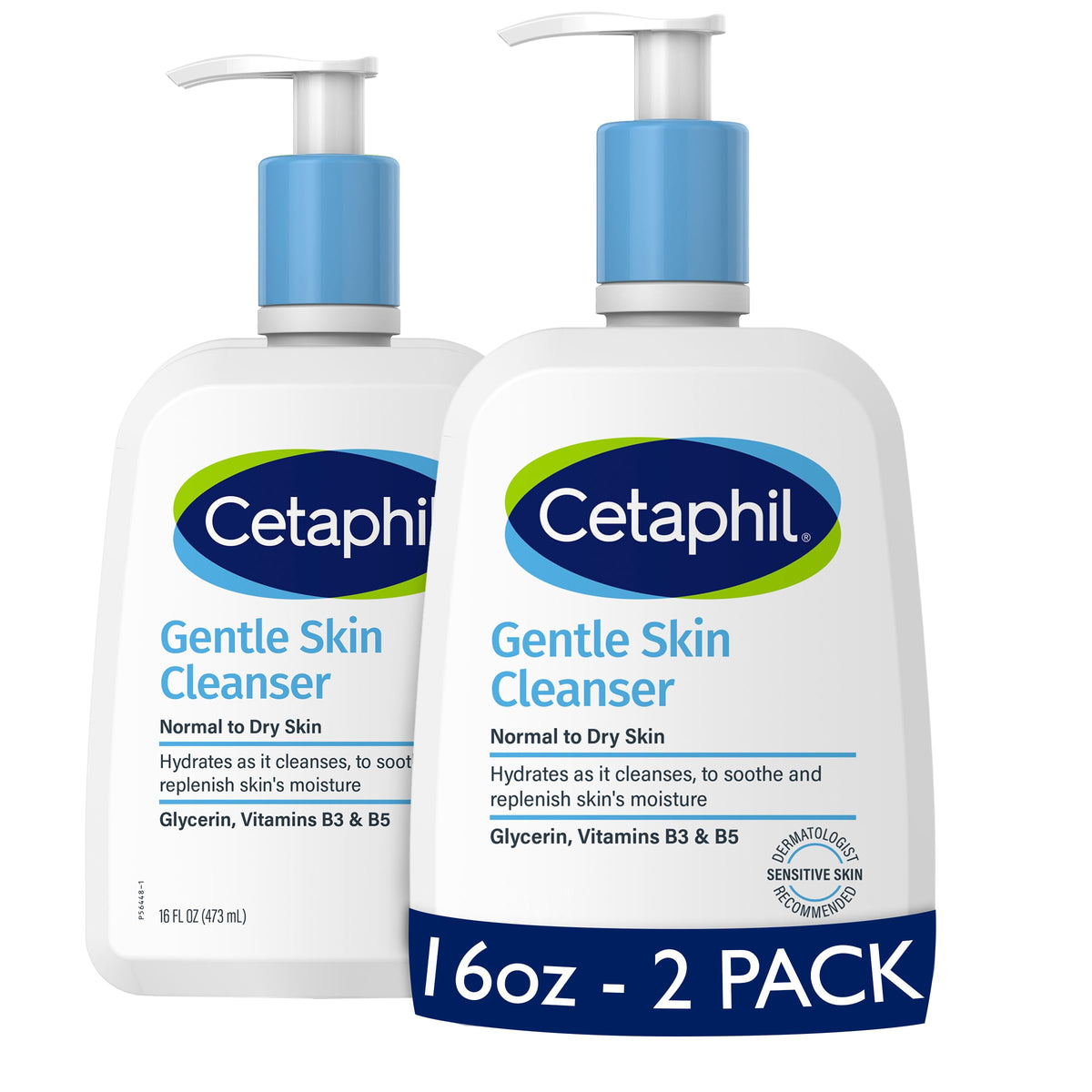 Cetaphil Hydrating Gentle Face Wash For Sensitive Skin, 16 Oz, Fragrance & Soap Free, 2 Pack