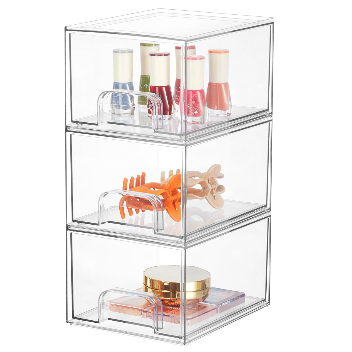 Syntus Stackable Makeup Organizers - 4.4'' Acrylic Drawer Storage For Vanity & Bathroom