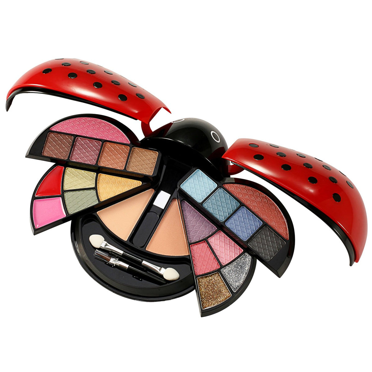 Cameo 22-Piece Ladybug Makeup Kit: Eyeshadow, Blush, Press Powder & Lip Gloss, Red