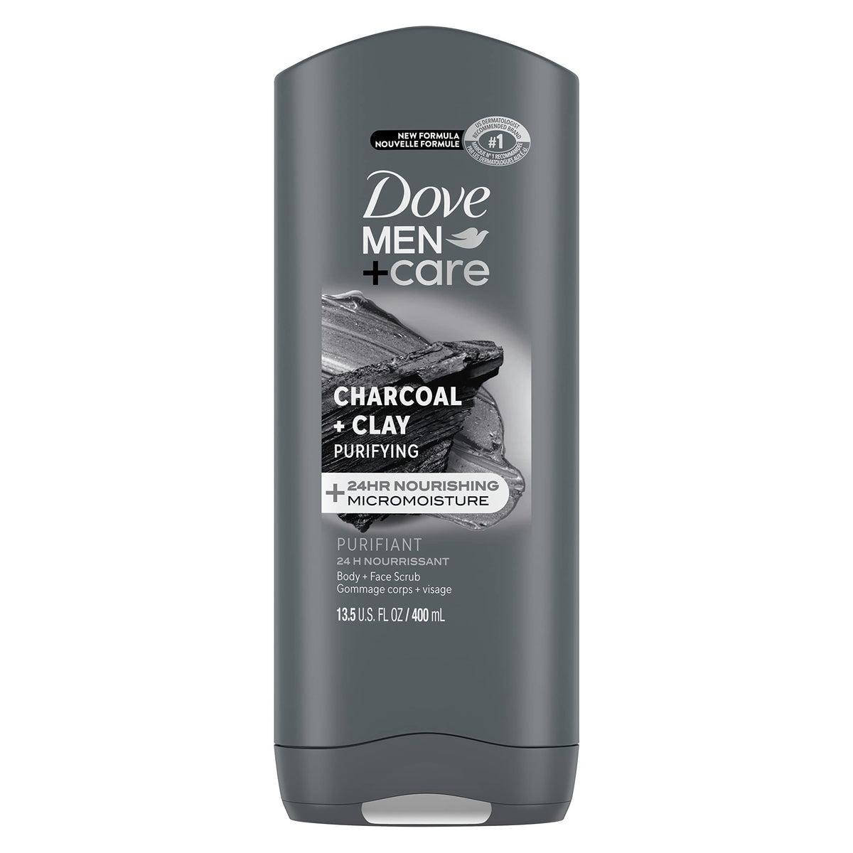 Dove Men + Care Charcoal & Clay Body Wash, 13.5 Oz - Nourishing Micromoisture For Men