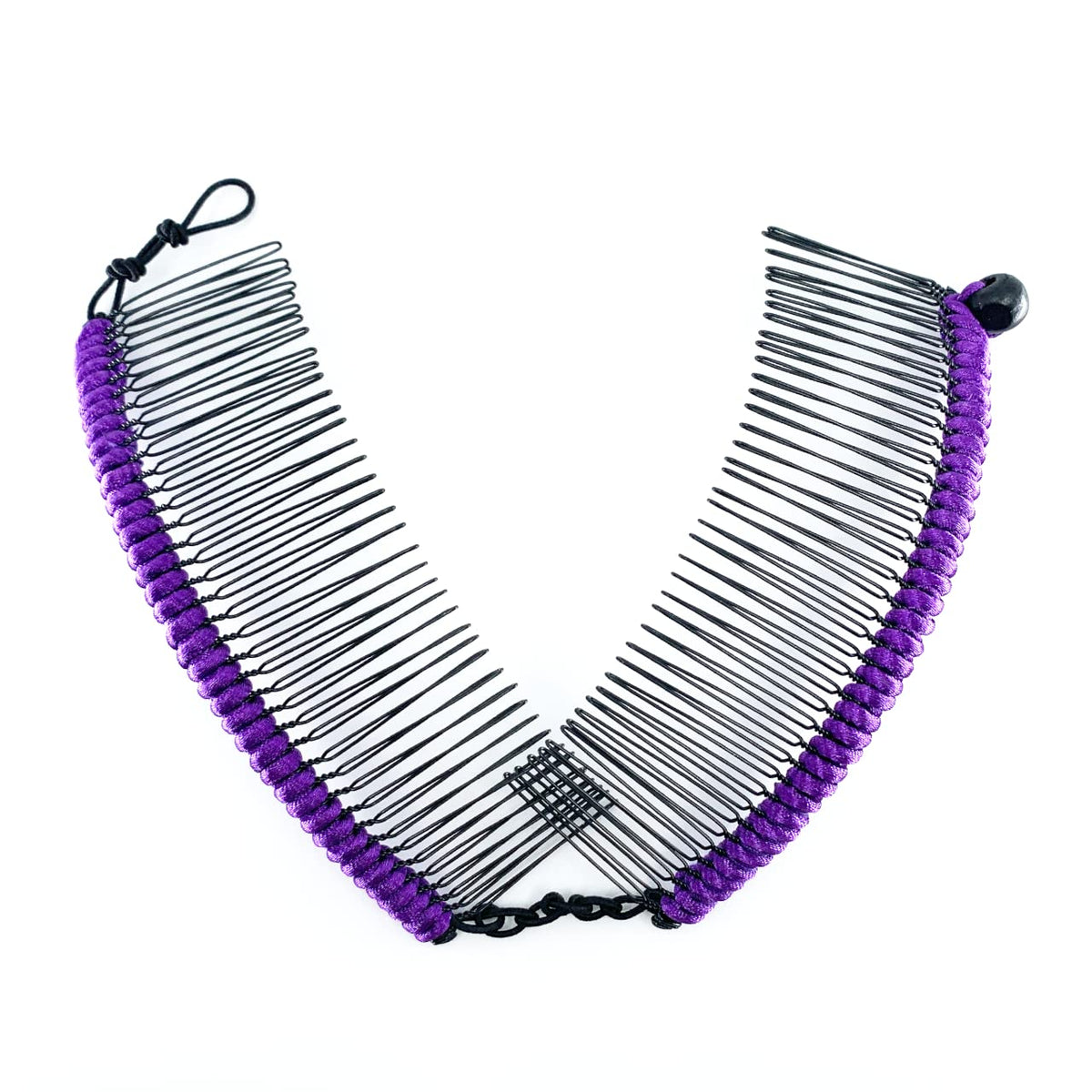 HairZing Stretch Banana Clip - Large Purple Double Comb for Thick Curly Kinky Hair, No Damage