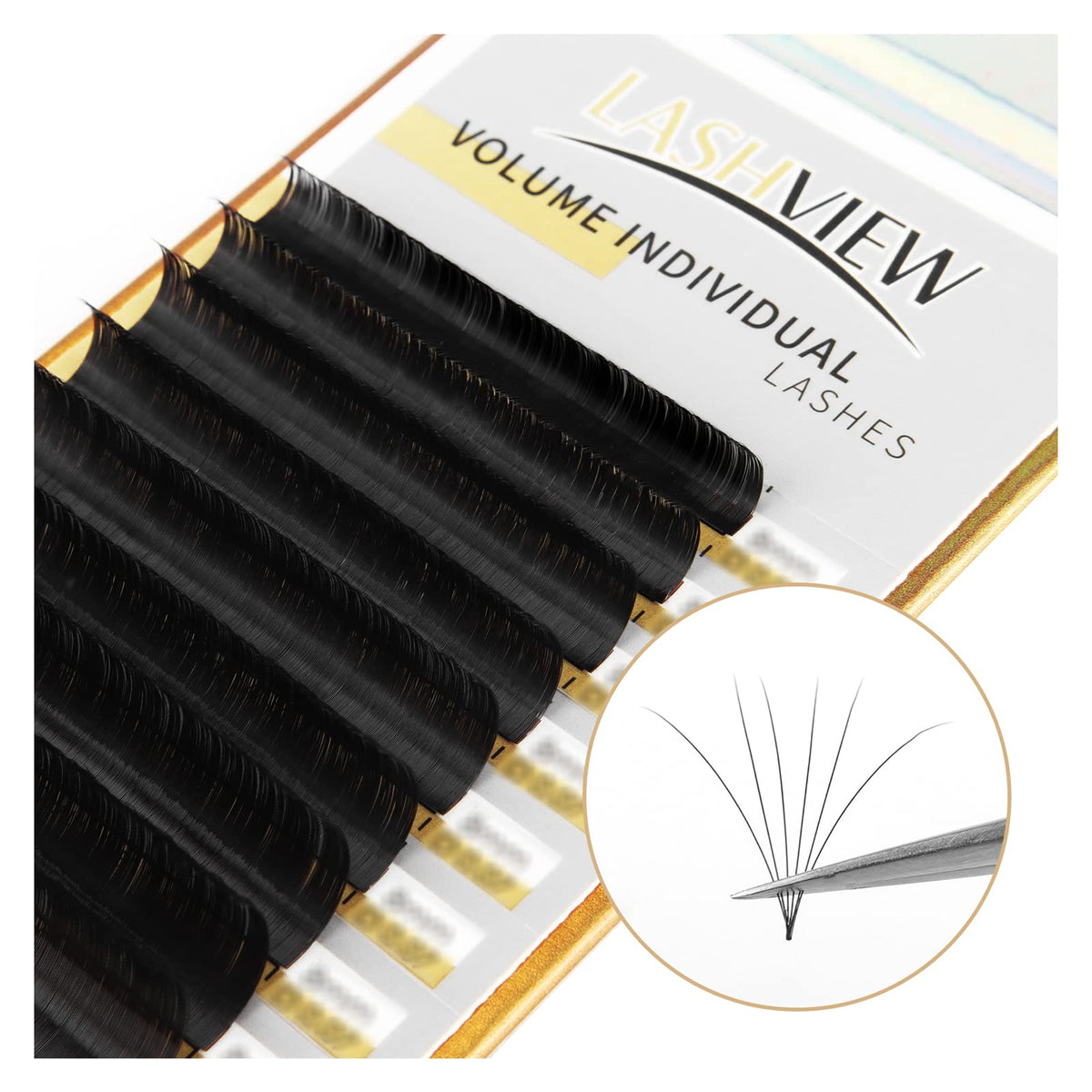 Lashview 0.07 C Curl 11Mm Silk Individual Lash Extensions - Soft Volume Faux Eyelash, Black