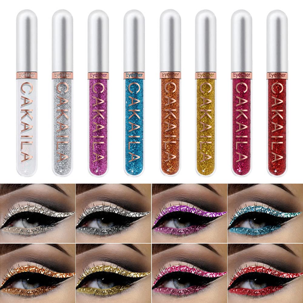 Karnar 8 Colors Liquid Glitter Eyeliner Set - Waterproof, Long Lasting Eye Makeup Kit