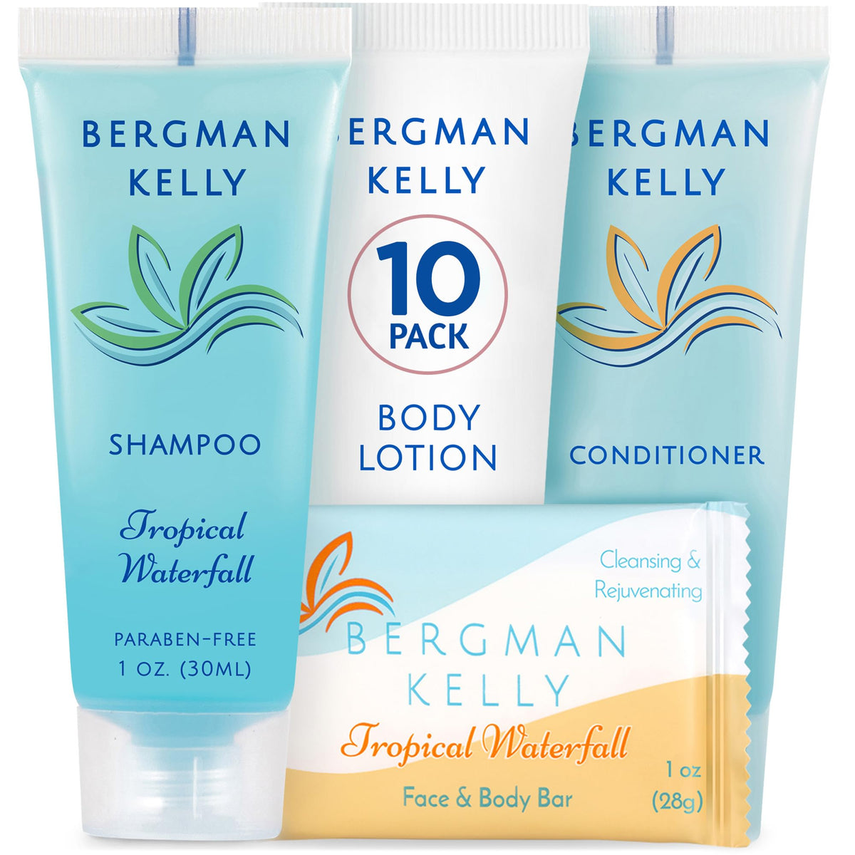 Bergman Kelly Hotel Toiletries Bundle - 40 Pcs Mini Amenities Set: Soap, Shampoo, Lotion, Conditioner