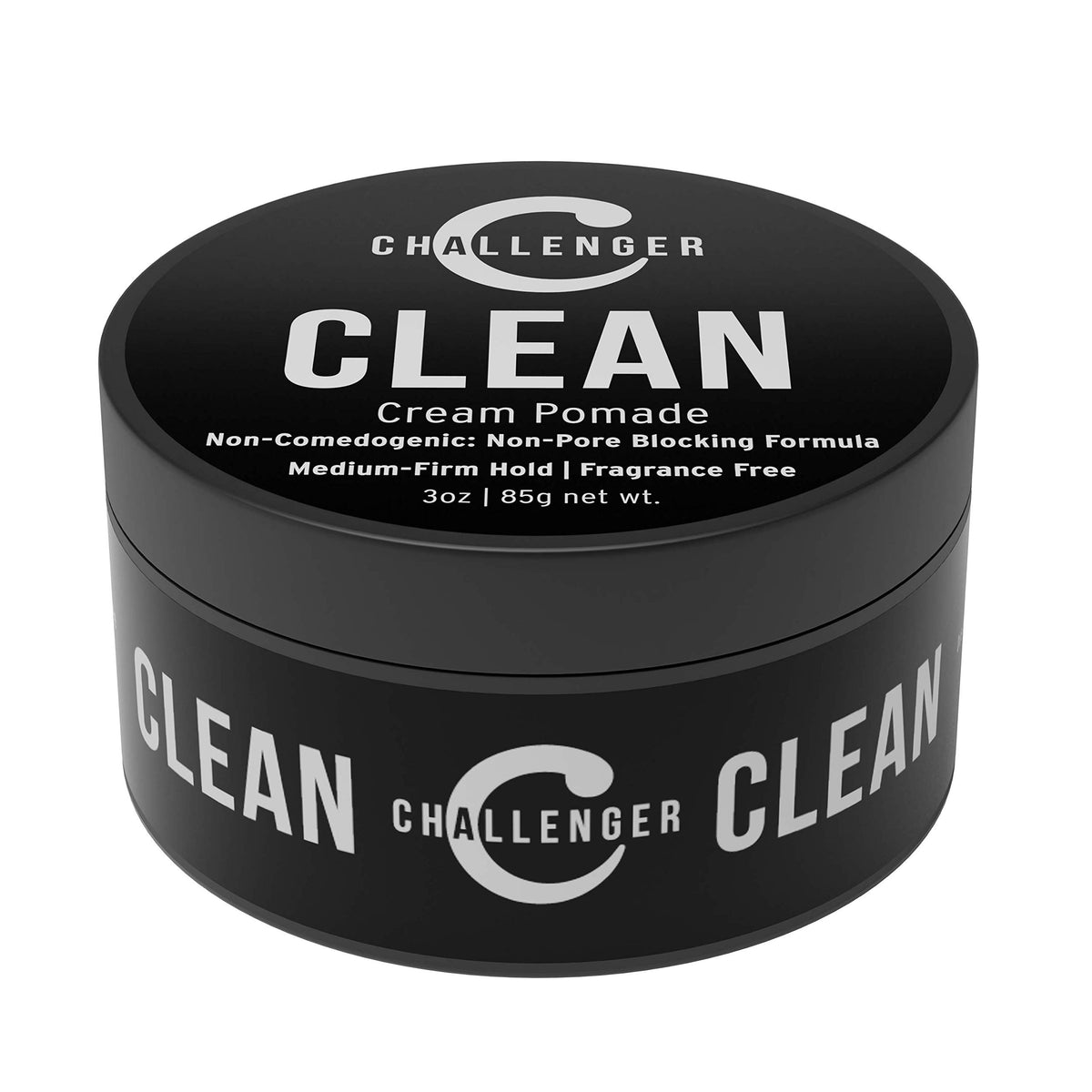 Challenger Men's Clean Cream Pomade, 3 oz - Fragrance Free, Medium Hold, Travel Friendly