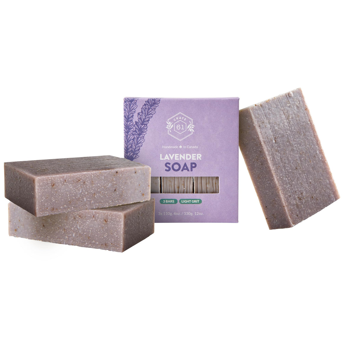 Crate 61 Organics Vegan Bar Soap 3-Pack, Cold Pressed Lavender, Essential Oils For Face & Body