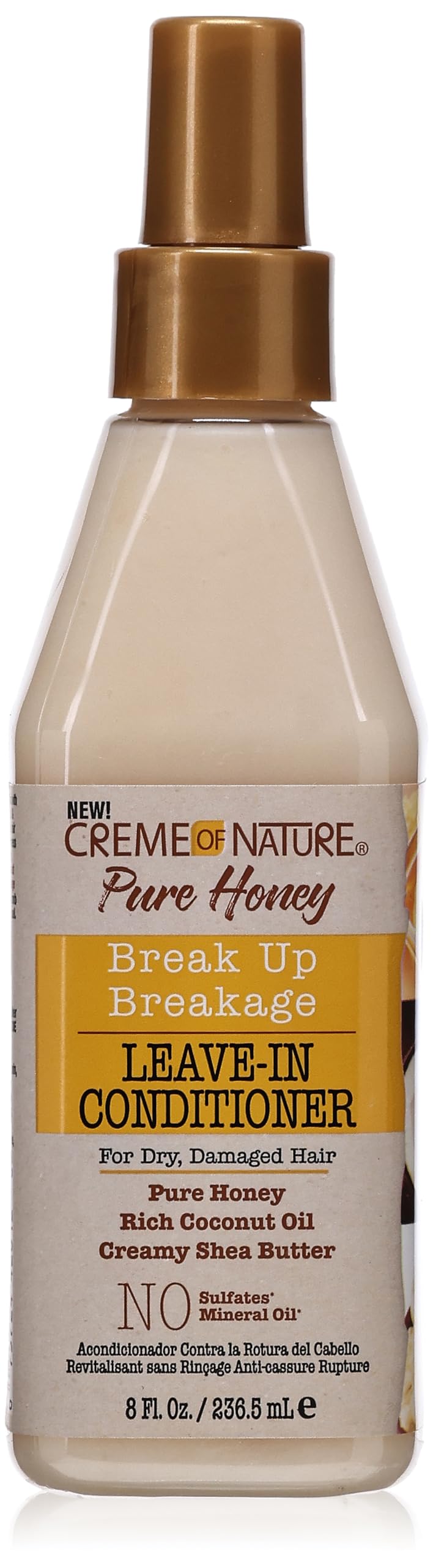 Creme Of Nature Pure Honey Leave-In Conditioner 8Oz Pump - Moisturizing Hair Care (2 Pack)