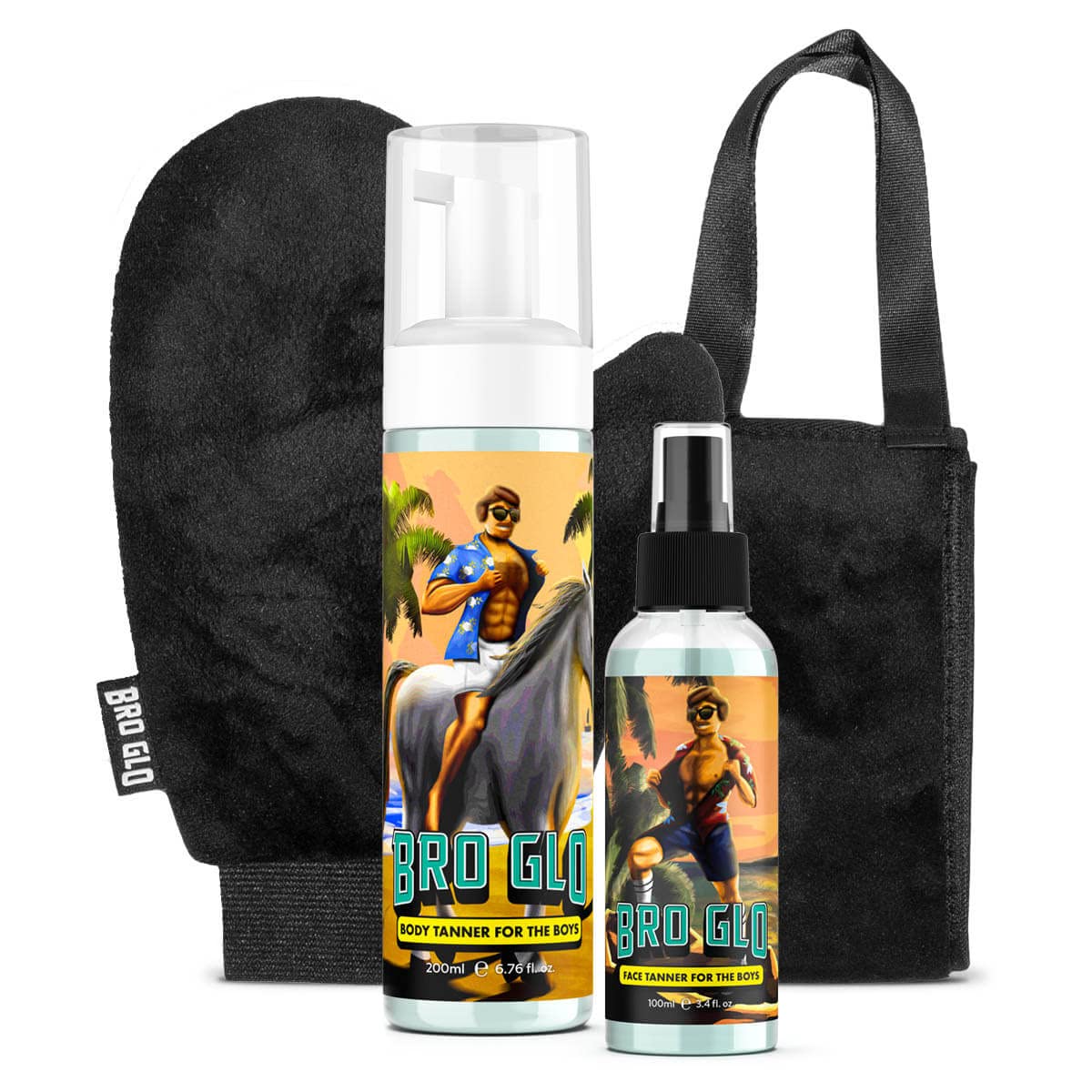 Bro Glo Self Tanner King Bundle - Easy Sunless Tan For Men, Face & Body, Oil Free, Natural Bronze