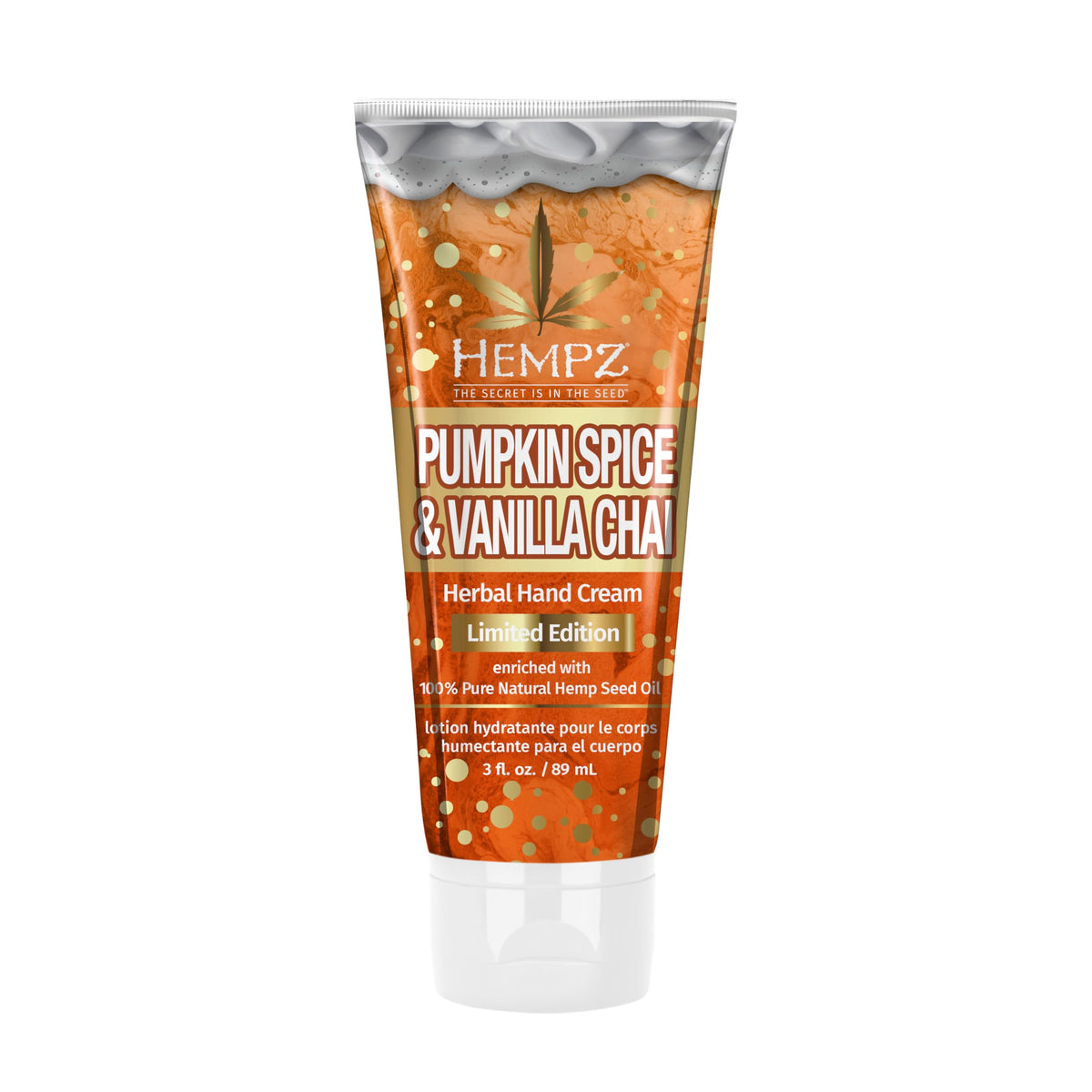 Hempz Pumpkin Spice & Vanilla Chai Hand Cream - 3 Oz Herbal Moisturizer, Off-White