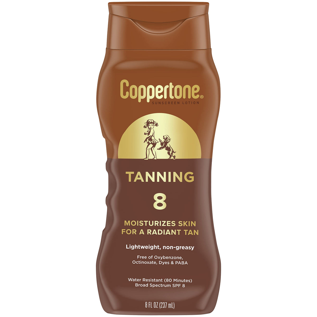 Coppertone Spf 8 Tanning Sunscreen Lotion, Antioxidant, Water Resistant, 8 Fl Oz For All Skin Tones