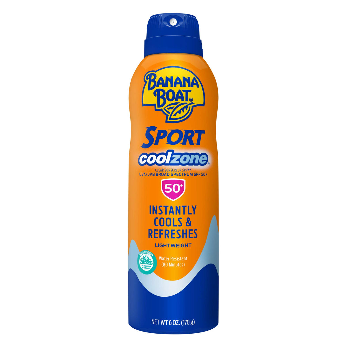 Banana Boat Sport Cool Zone Spf 50 Sunscreen Spray, 6Oz - Oxybenzone Free, Clear Formula