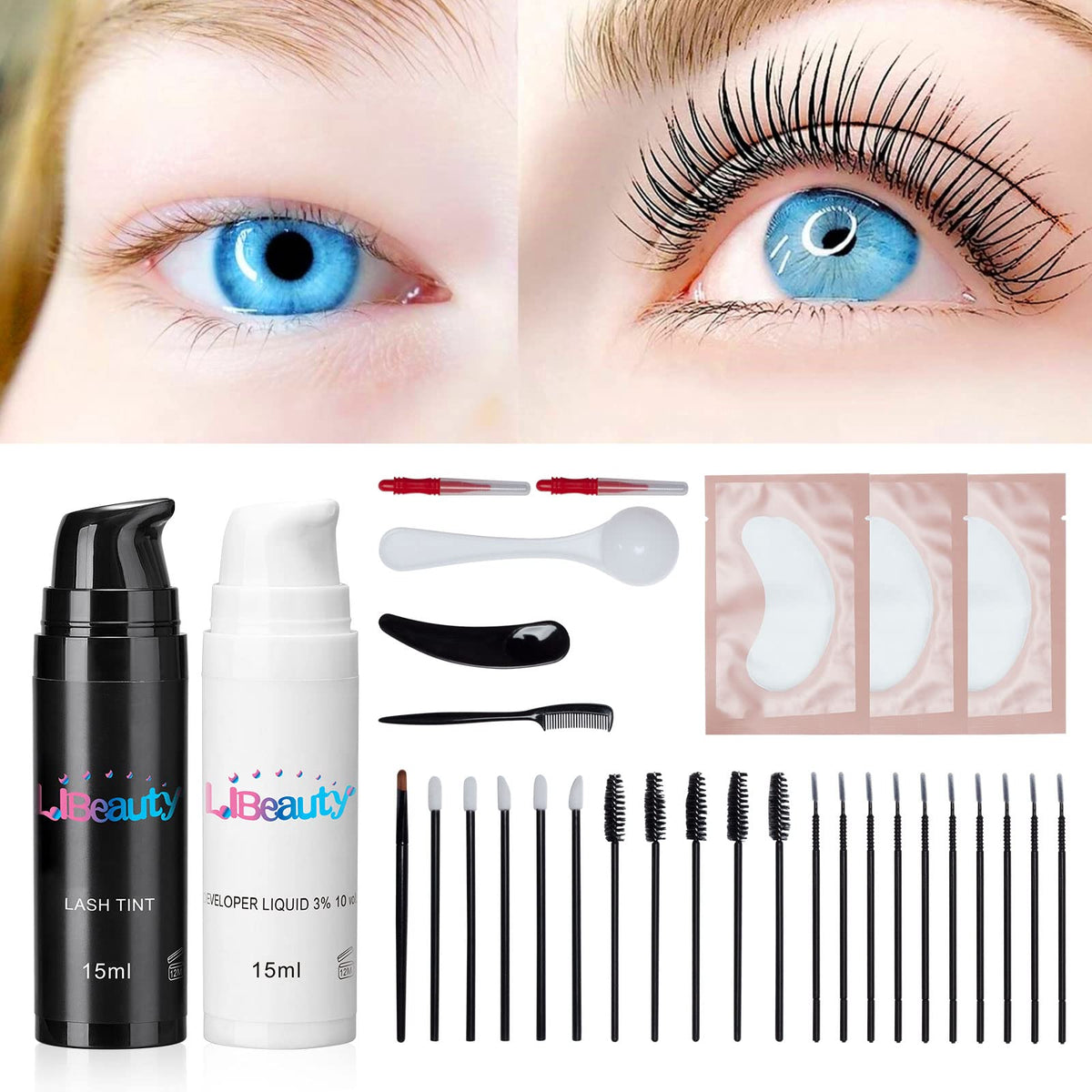 Libeauty Natural Black Lash Color Kit For Eyelash & Eyebrow, Salon Quality (15Ml)