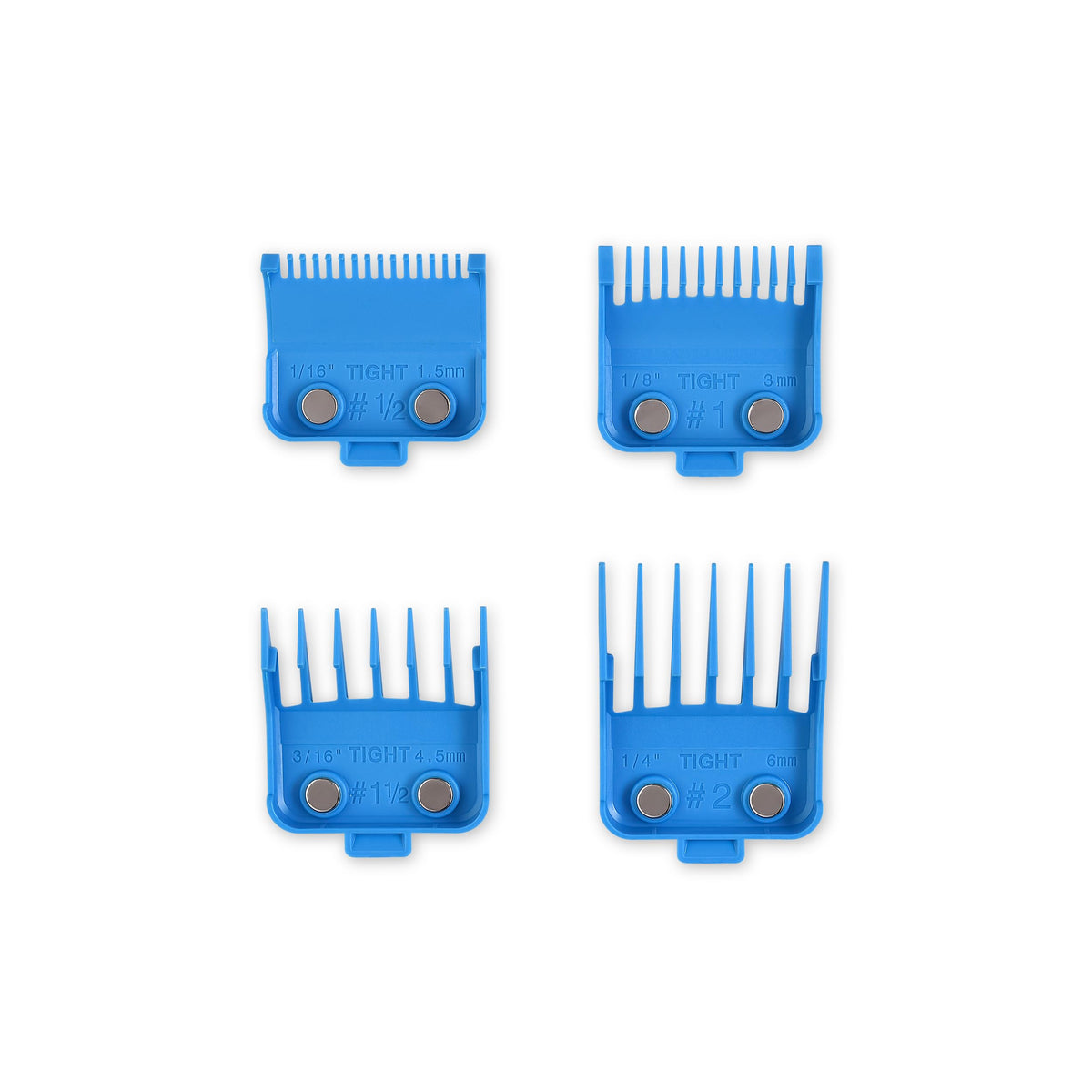 Gamma+ Dub Magnetic Hair Clipper Guards, Cyan Blue 4-Pk, Sizes 1/16 To 3/4