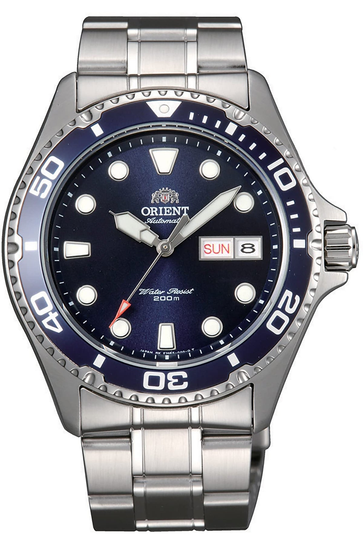 Orient Men'S Marine Blue Automatic Diving Watch, Stainless Steel, 200 Meter Water Resistant