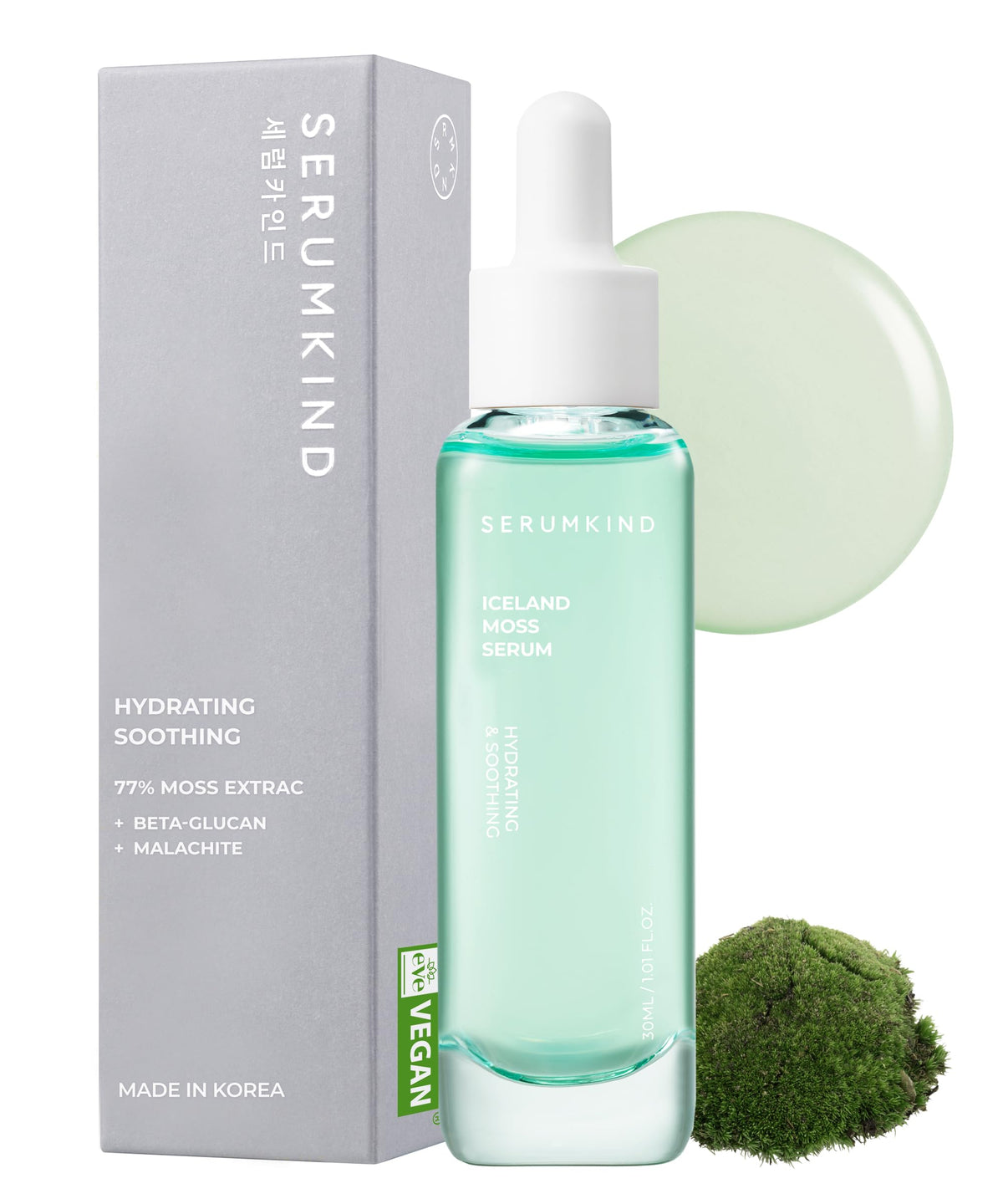 Serumkind Iceland Moss Serum - Soothing Moisturizer For Flaky Skin, Vegan & Cruelty-Free, 1.