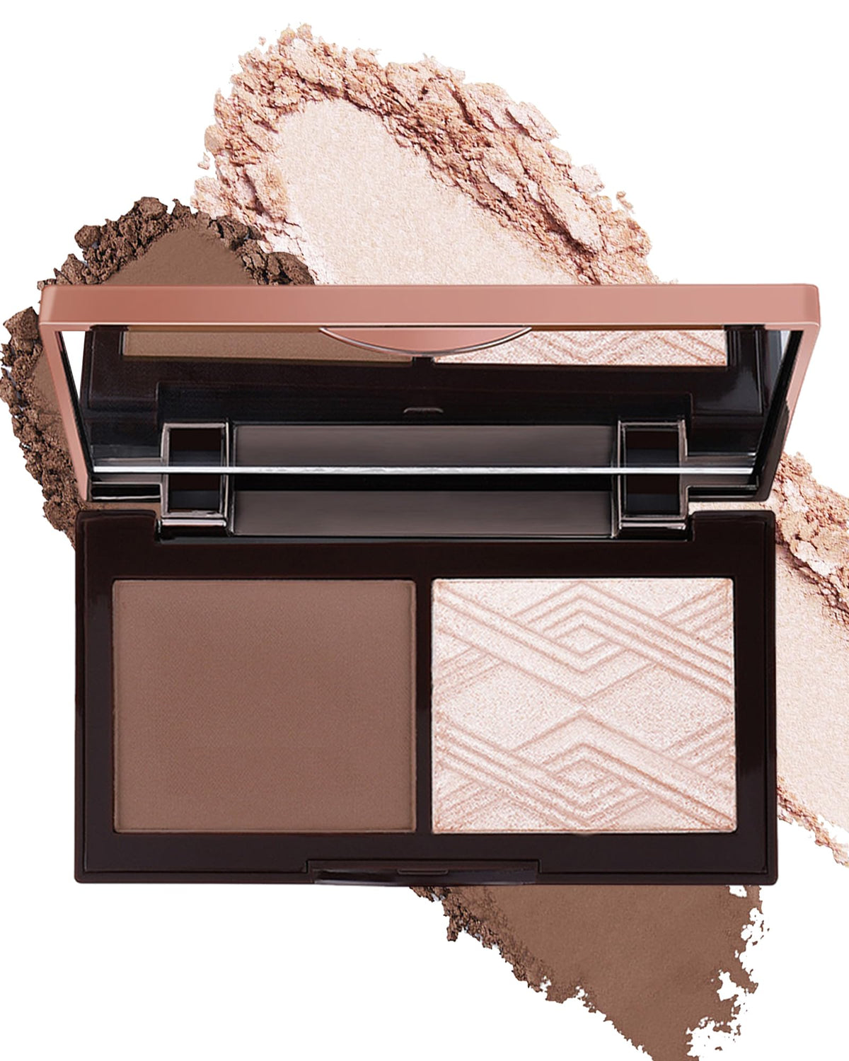 Lysdefeu Face Contour Glitter Highlighter Palette - 2 In 1 Matte Bronzer & Shimmer Illuminator