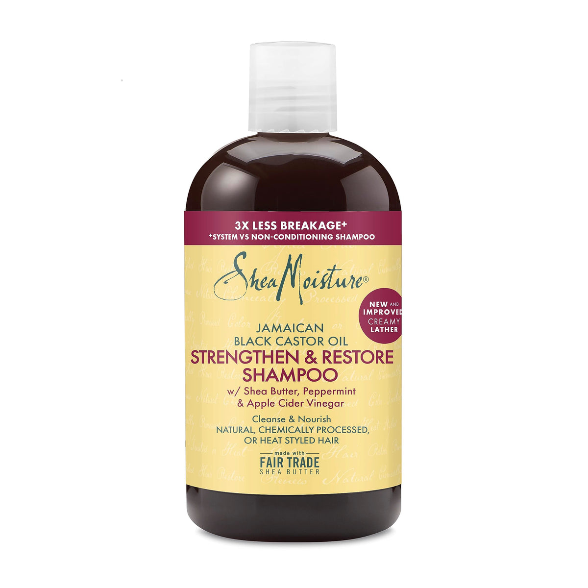 Sheamoisture Jamaican Black Castor Oil Shampoo For Damaged Hair, 13 Oz, Light Yellow