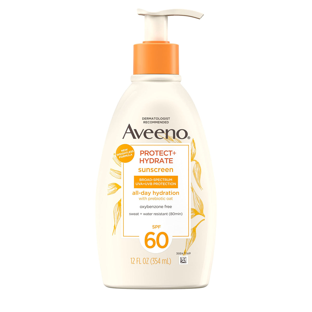 Aveeno Protect + Hydrate Sunscreen Lotion, Broad Spectrum Spf 60, 12 Fl Oz, Paraben & Oil Free