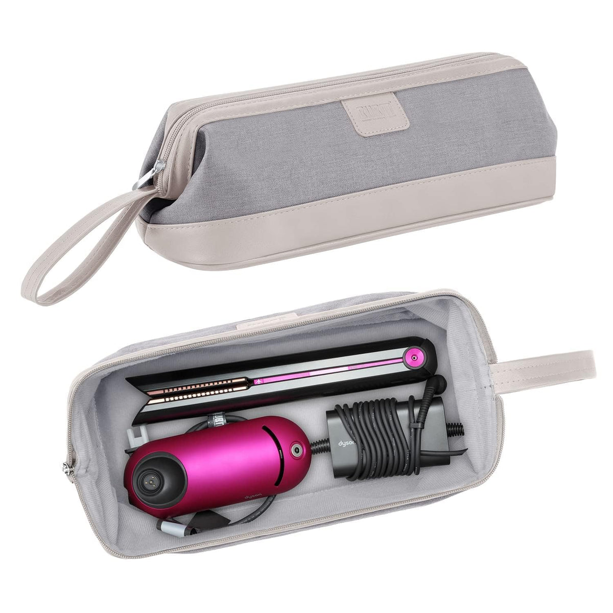 Bubm Waterproof Travel Case For Dyson Airwrap & Supersonic Styler - Gray Faux Leather