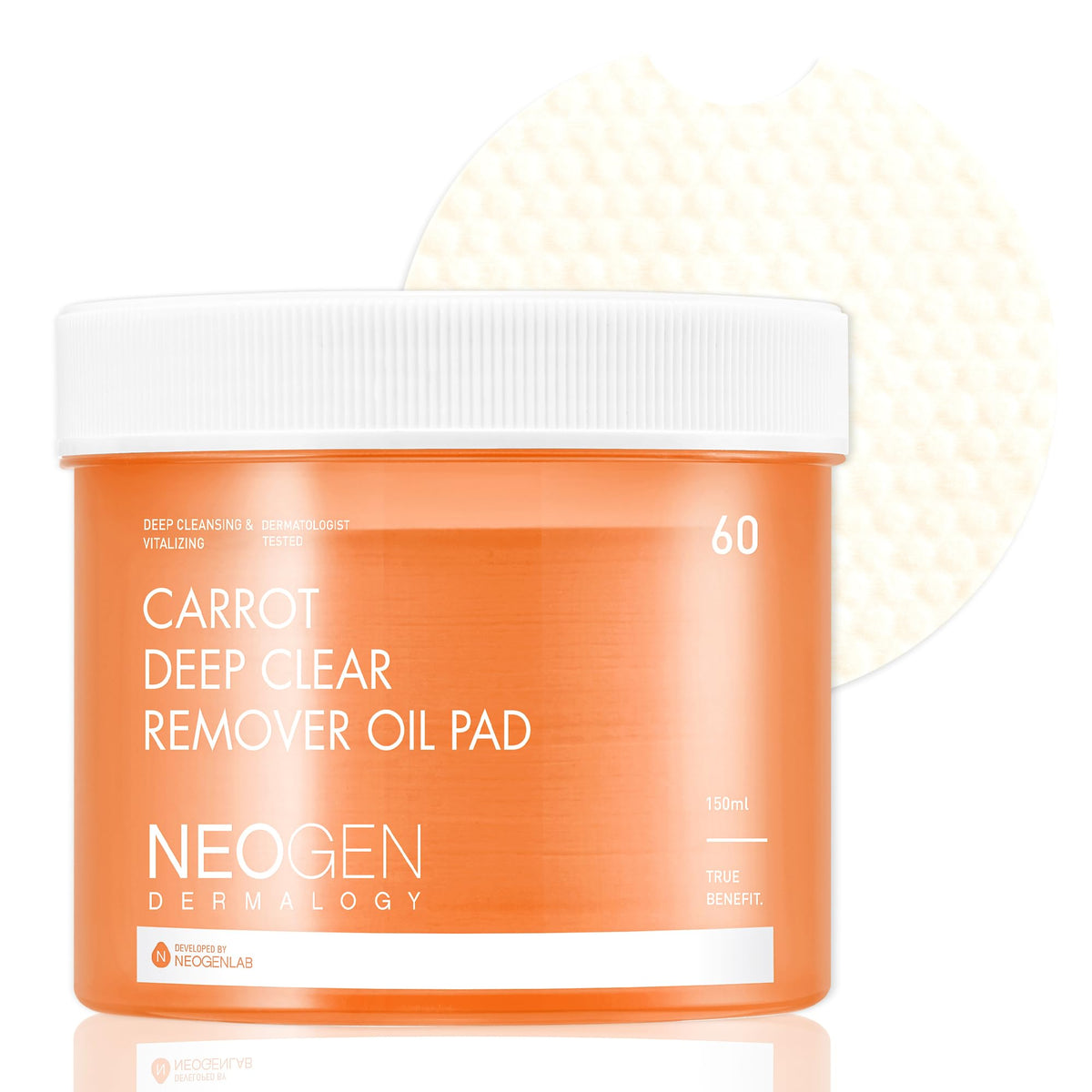 Dermalogy By Neogenlab Carrot Deep Clear Oil Pads - 60 Alcohol-Free Makeup Remover Pads For Sensitive Skin