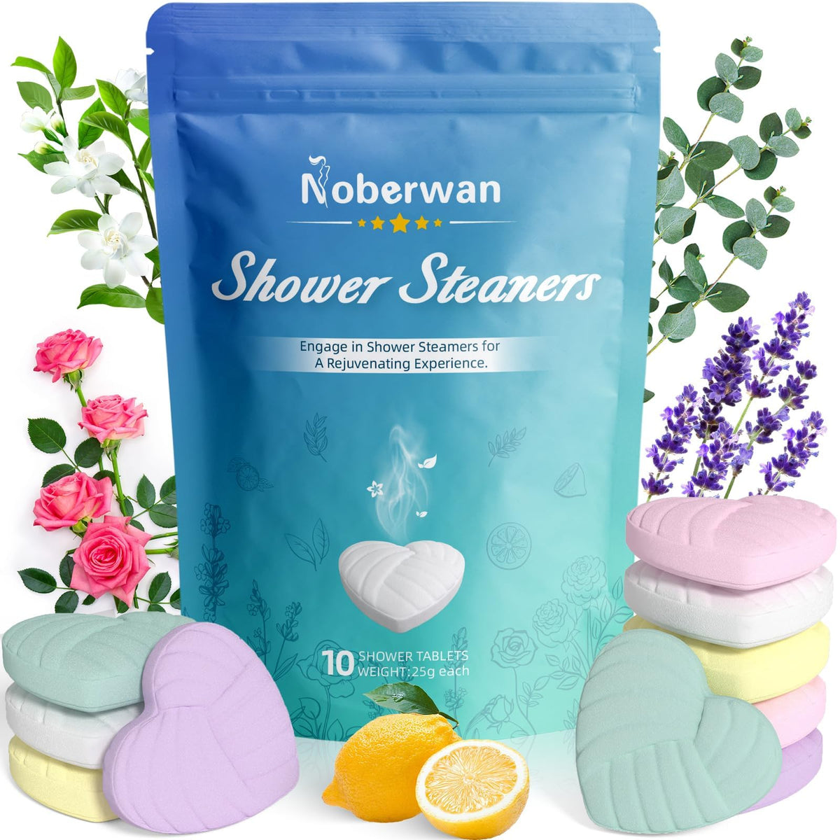 Noberwan Aromatherapy Shower Steamers - 10 Tablets Relaxation Gifts For Women, Spa Experience