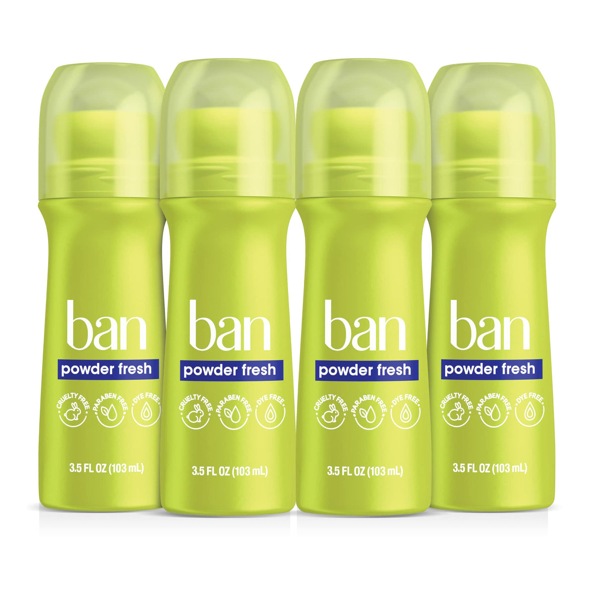 Ban Powder Fresh Antiperspirant Roll-On Deodorant, 3.5 Fl Oz, 24-Hour Odor Protection,