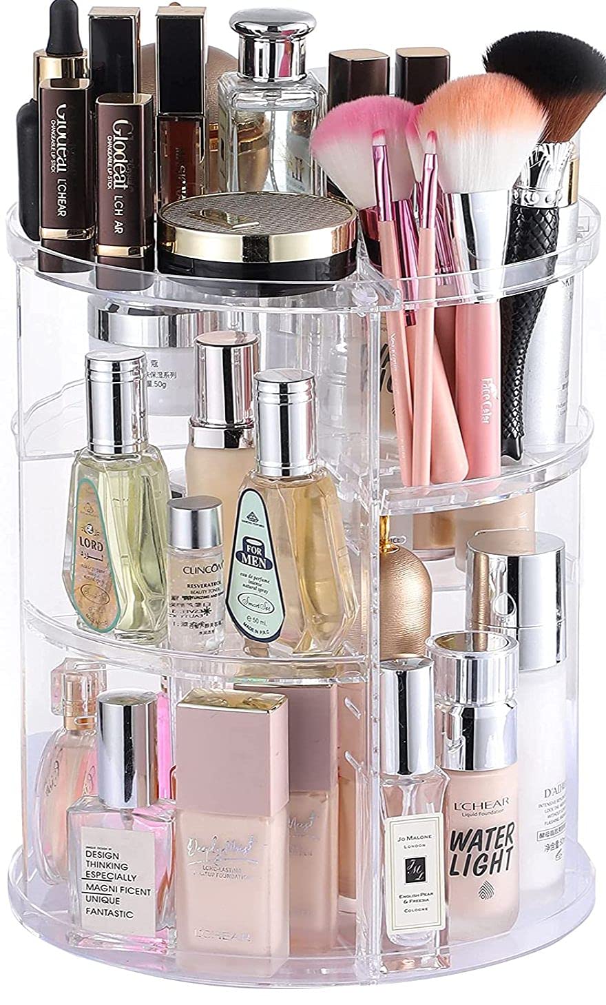 Cq Acrylic 360 Rotating Makeup Organizer - Clear Plastic Vanity Storage Carousel, 9X9X12 Inch