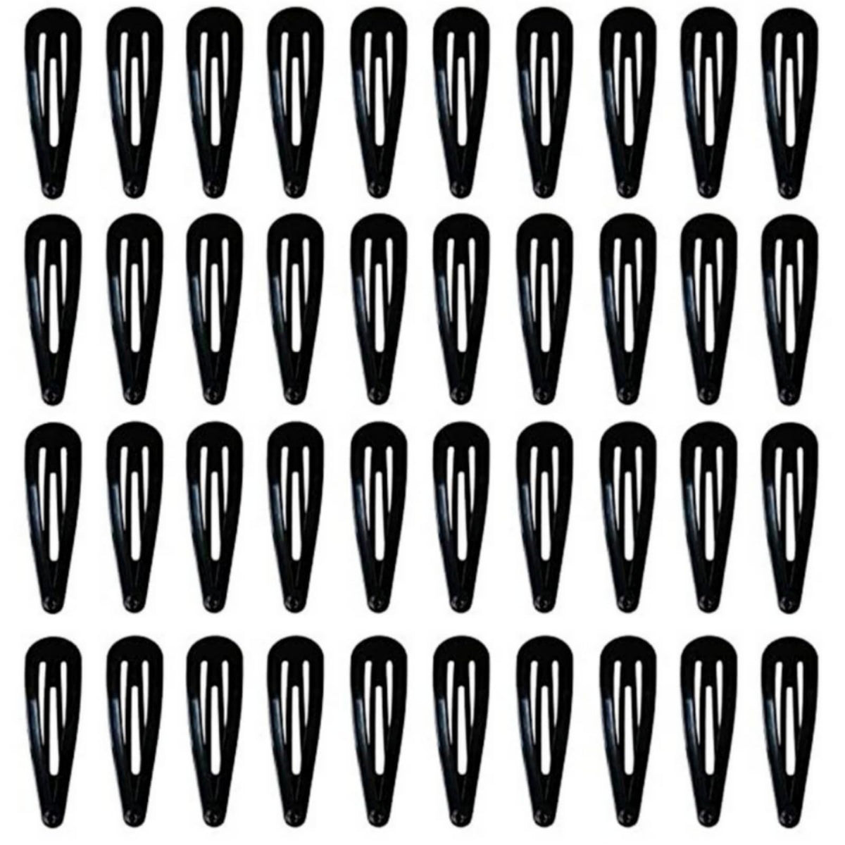 Beespring 40 Pcs Black Small Snap Clip Hair Barrettes - Water Drop Metal Women Accessories