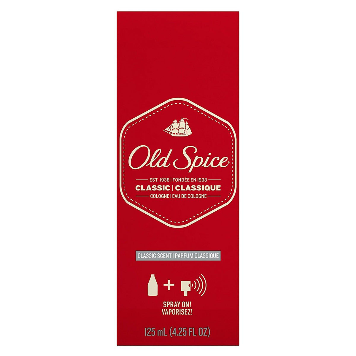 Old Spice Classic Cologne Spray 4.25 oz - Iconic Red & White Fragrance for Men - Long-lasting Scent, Perfect for Daily Use