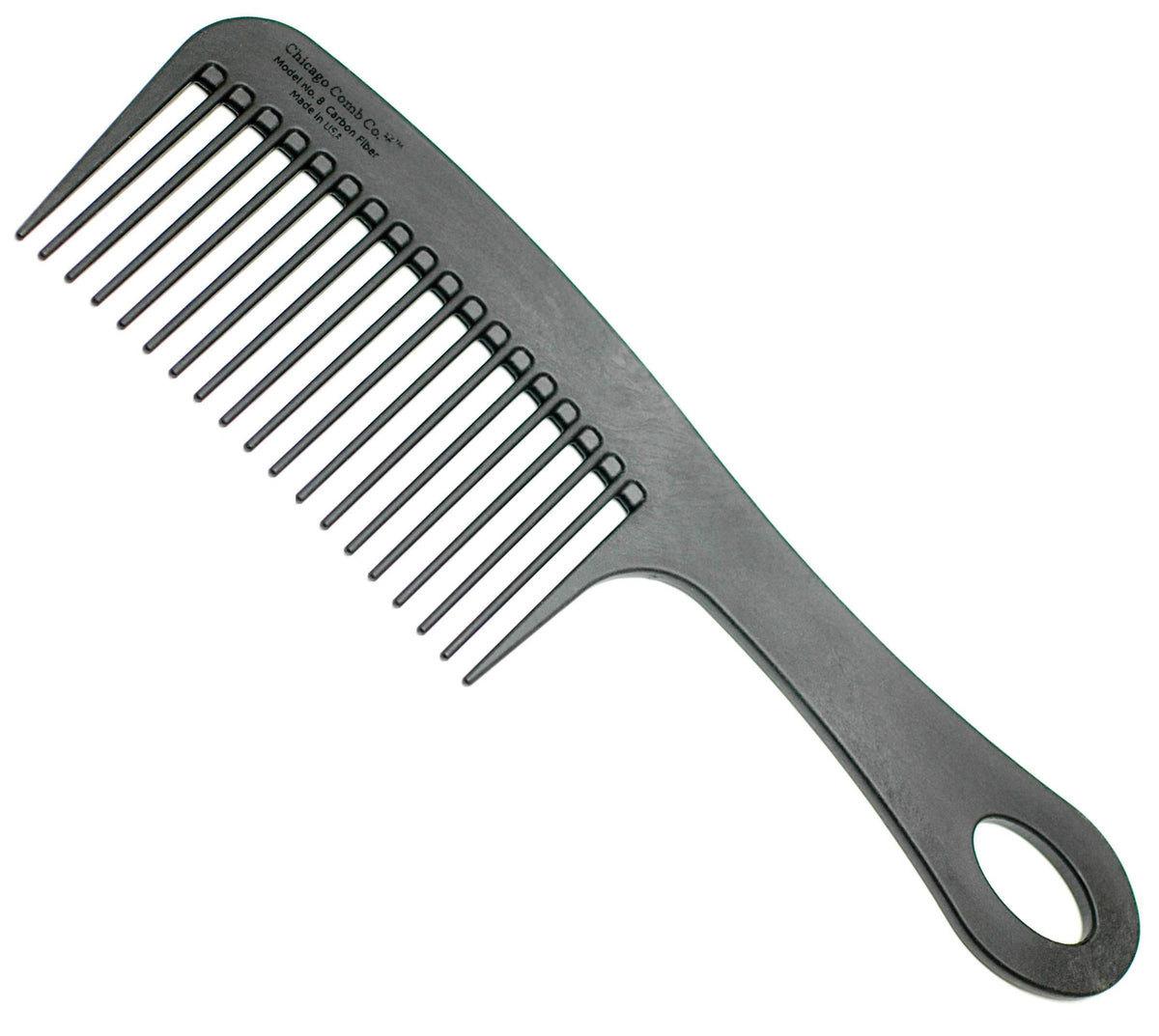 Chicago Comb Model 8 - Carbon Fiber Detangling & Shower Comb, Anti-Static, 8.5&quot; Long, Graphite Black