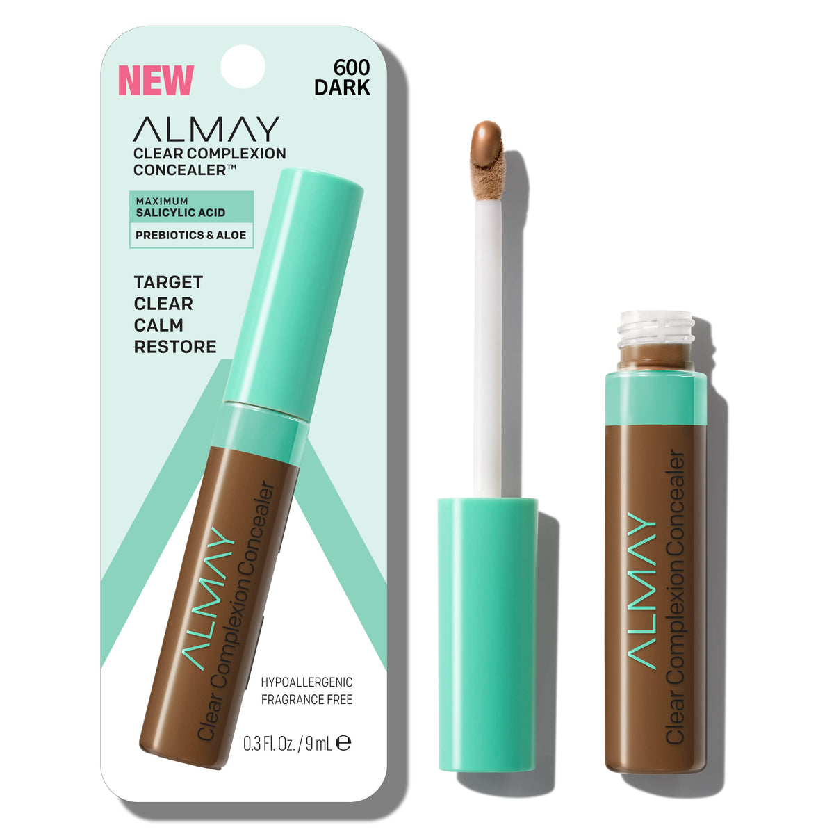 Almay Clear Complexion Acne Treatment Concealer - Salicylic Acid, Full Coverage, 600 Dark, 0.3 Fl Oz