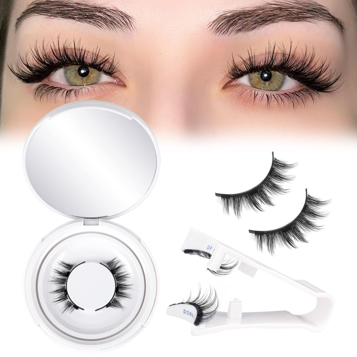 Alice Magnetic Eyelashes Kit - Reusable, No Glue, Natural Look, Applicator Included, Black