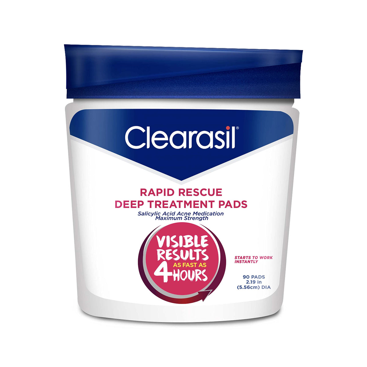 Clearasil Rapid Rescue Acne Face Pads - Maximum Strength, 2% Salicylic Acid, 90 Count