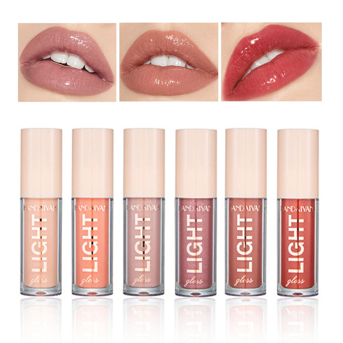 Cahiuyoa Lip Gloss Set - 6Pcs Nude Pink, Moisturizing & Plumping Lip Gloss For Women, Set B