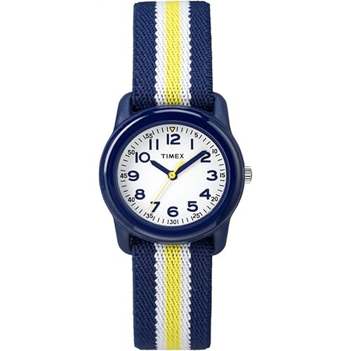 Timex Kids Watch - 29Mm Blue/Yellow Stripe Elastic Fabric, Childrens Cloth Timepiece