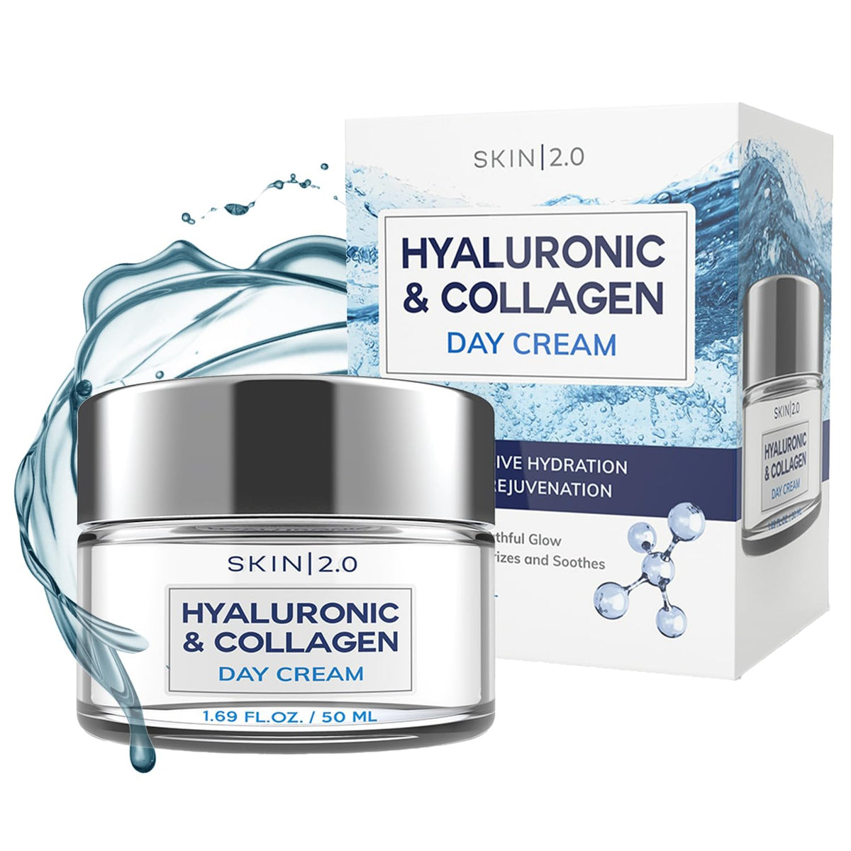 Skin 2.0 Hyaluronic Acid & Collagen Moisturizer - Anti-Aging, Hydrating, Cruelty-Free, 