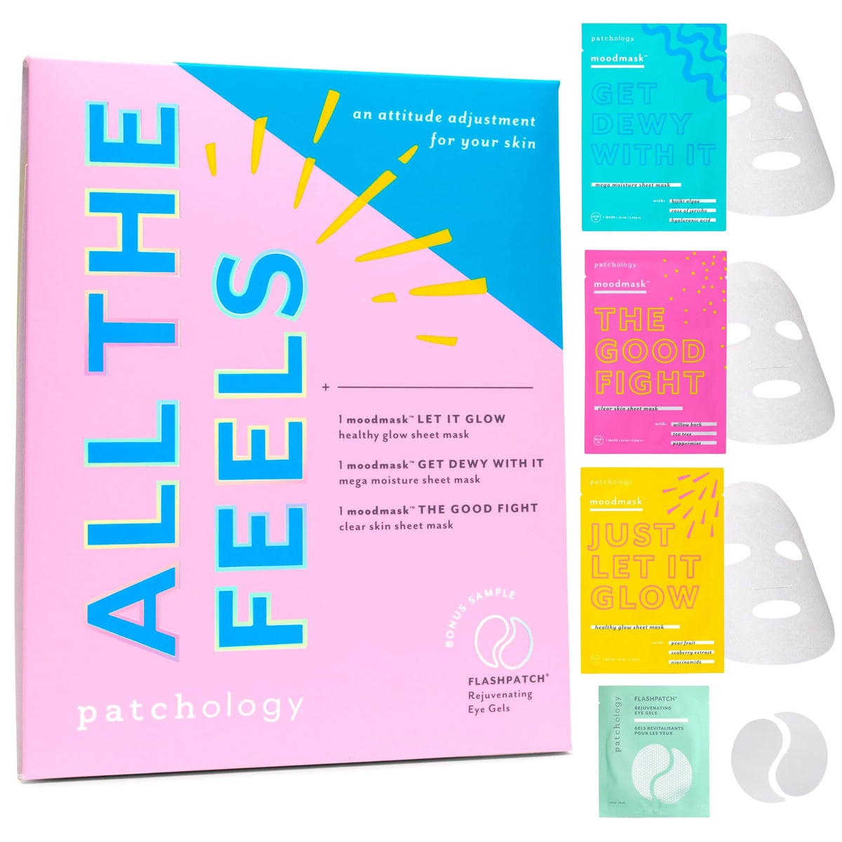 Patchology All The Feels Hydrating Sheet Masks For Dry Skin & Redness - 3 Piece Set