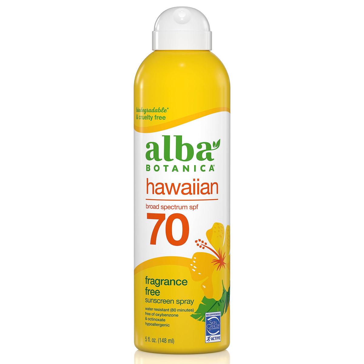 Alba Botanica Spf 70 Sunscreen Spray, Hawaiian Coconut, Water Resistant, 5 Fl. Oz.