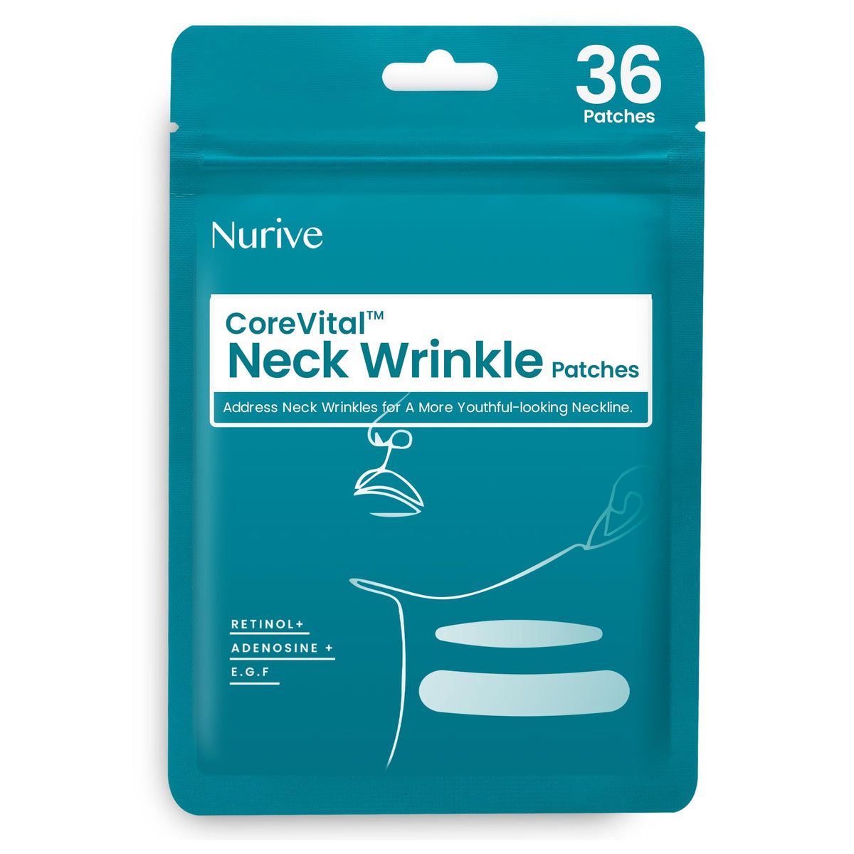 Nurive Neck Wrinkle Patches With Retinol - 36 Ct Firming Strips For Women, Korean Skin Care