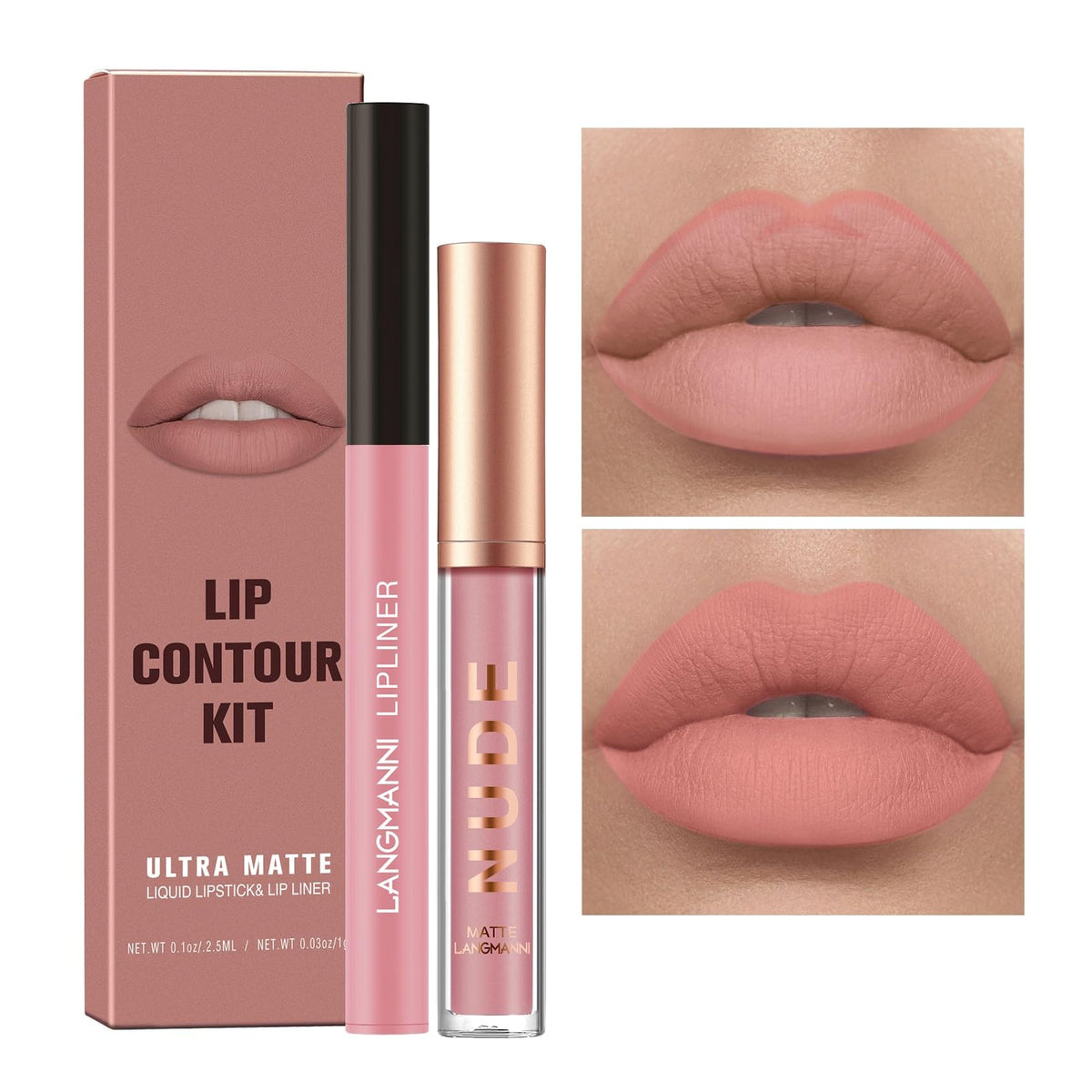 Mielikki Matte Liquid Lipstick & Lip Liner Set, Waterproof, Long-Lasting, High Pigment - #07