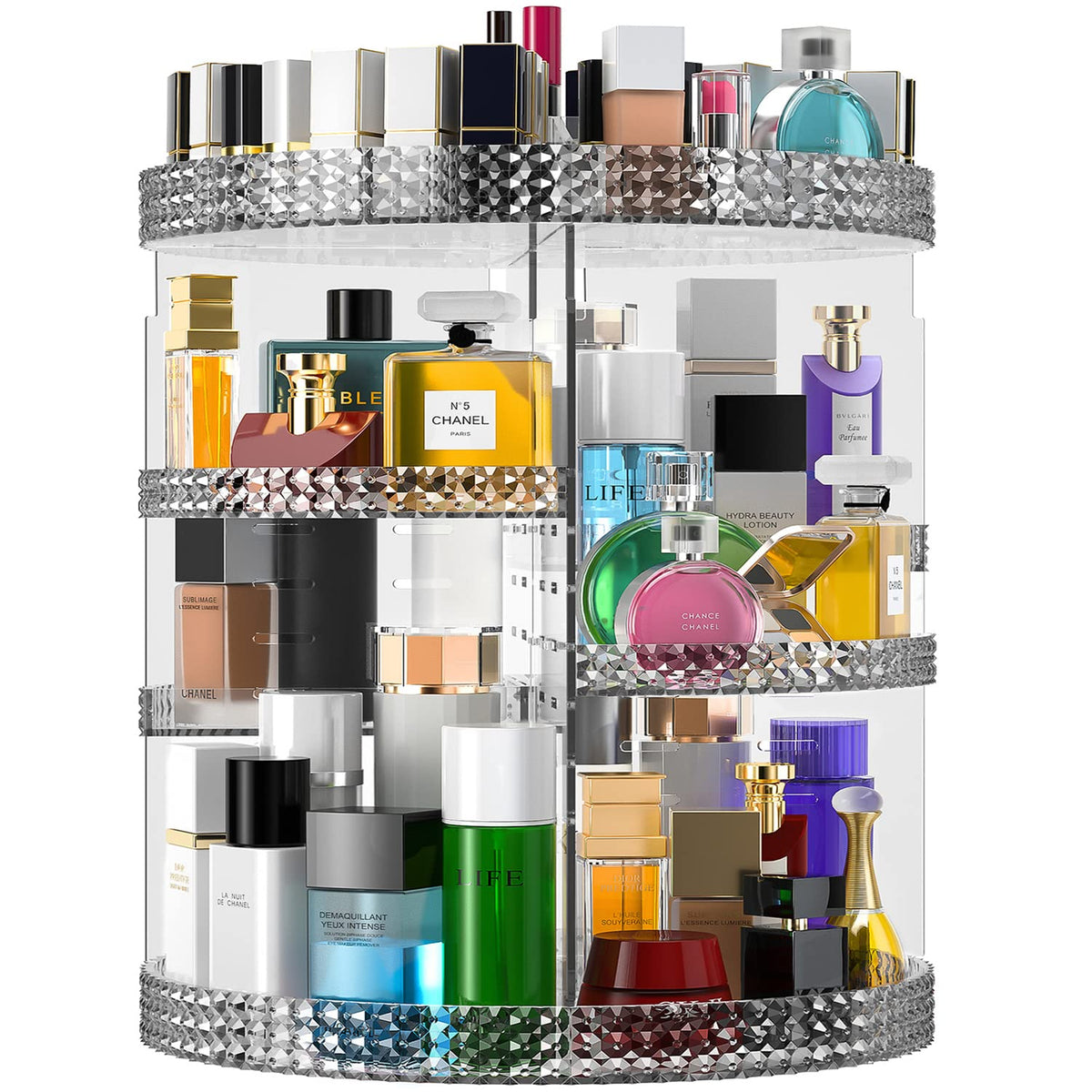 Famitree 15&quot; Gray Rotating Makeup Organizer - 7 Layers Acrylic Storage For Brushes & Lipsticks