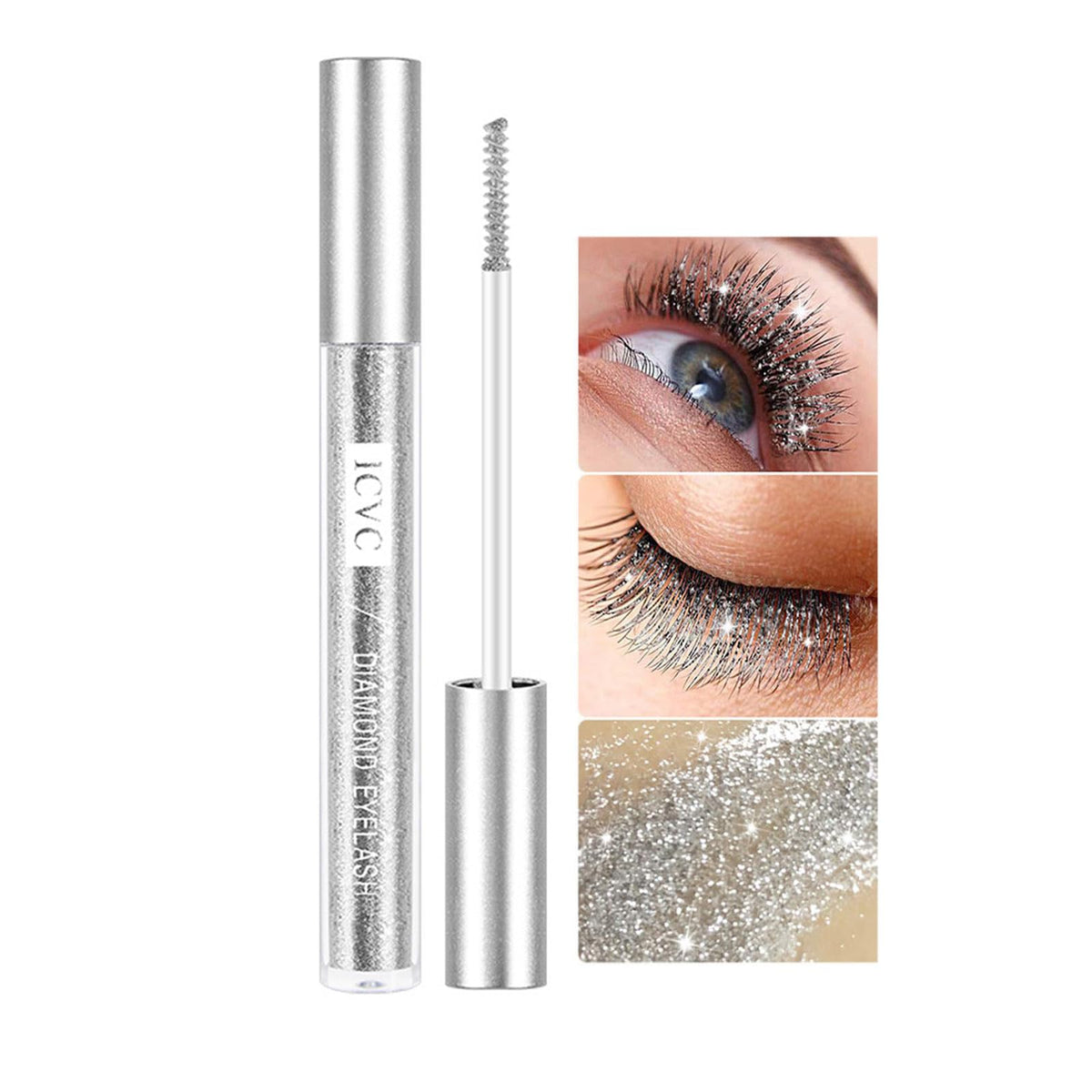 Grospe Diamond Glitter Lashes Waterproof Mascara - Silver, Longlasting Shimmer For Parties & Festivals