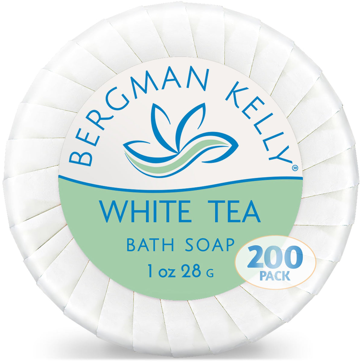 Bergman Kelly Hotel Soap Bars, White Tea, 1 Oz, 200 Pk - Travel Size Luxury Bulk Amenities Soap