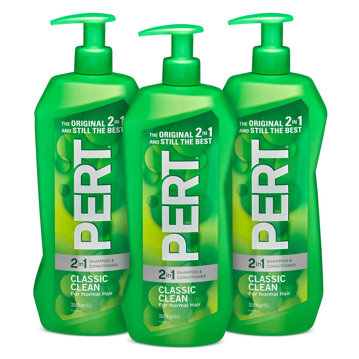 Pert 2-In-1 Shampoo & Conditioner, 33.8 Fl Oz, Classic Clean For Normal Hair, Pack Of 3