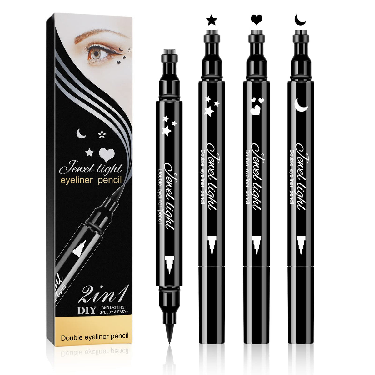 Ownest Double-Sided Liquid Eyeliner Pen Set - 3 Pcs, Waterproof, Smudgeproof, High Pigment