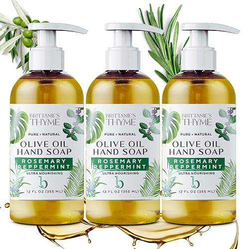 Brittanie'S Thyme Organic Hand Soap 12 Oz - Pack Of 3 Rosemary & Peppermint, Vegan & Gluten Free