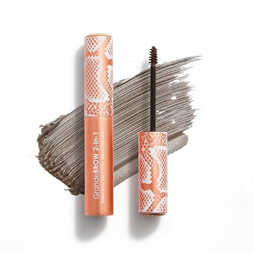 Grande Cosmetics 2-In-1 Tinted Brow Gel & Enhancing Serum, Taupe, Travel Size, 0.07 Fl Oz