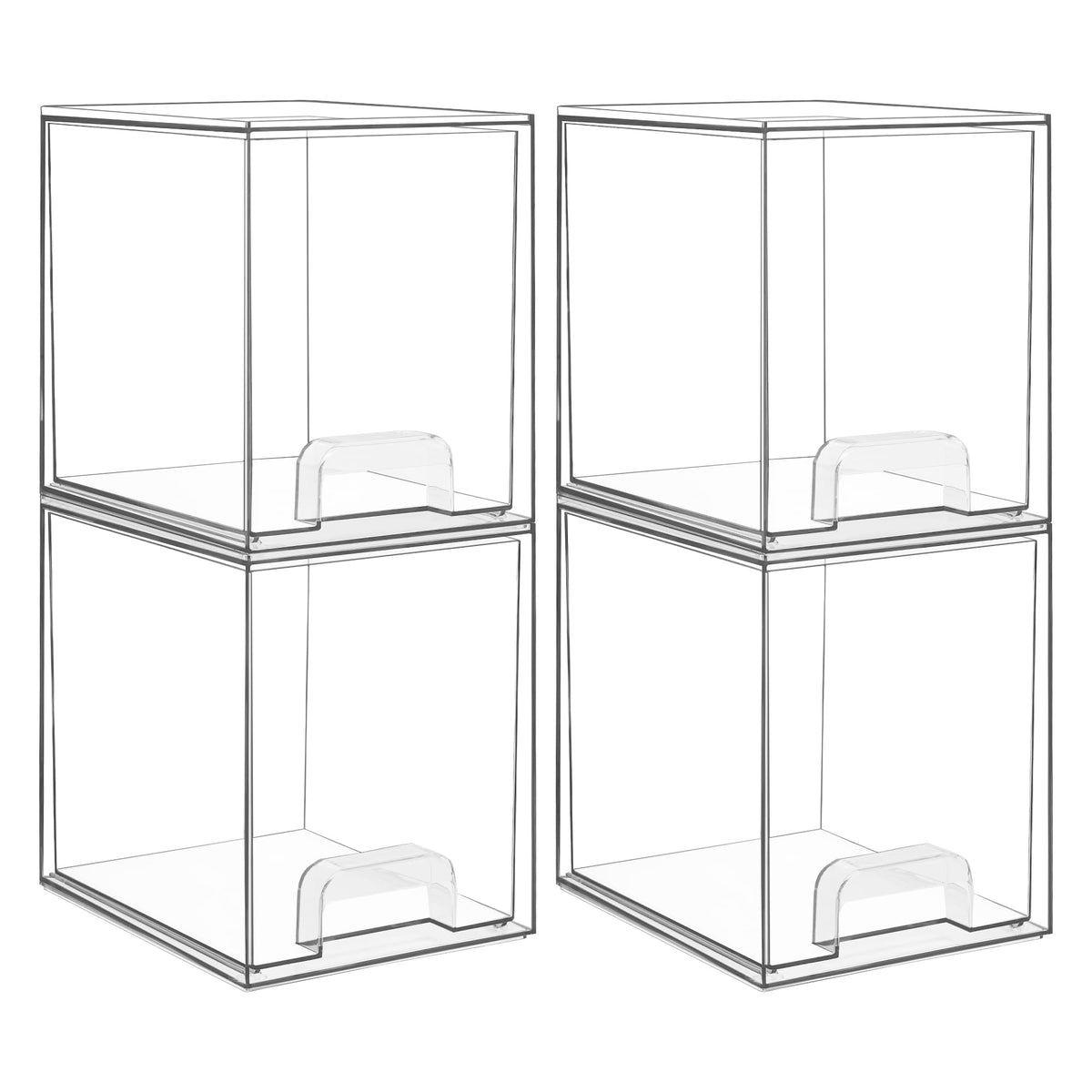 Vtopmart 4 Pack Clear Stackable Storage Drawers For Bathroom, Kitchen, And Pantry Organization