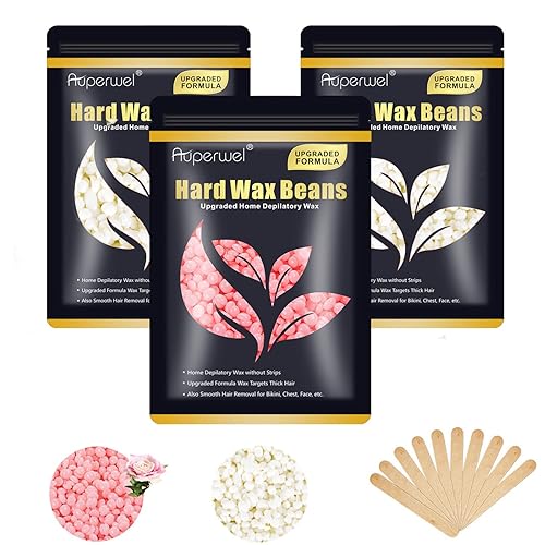 Auperwel 10.5Oz Wax Beads For Hair Removal - Painless Hard Wax Beans For Face & Bikini, 3 Packs